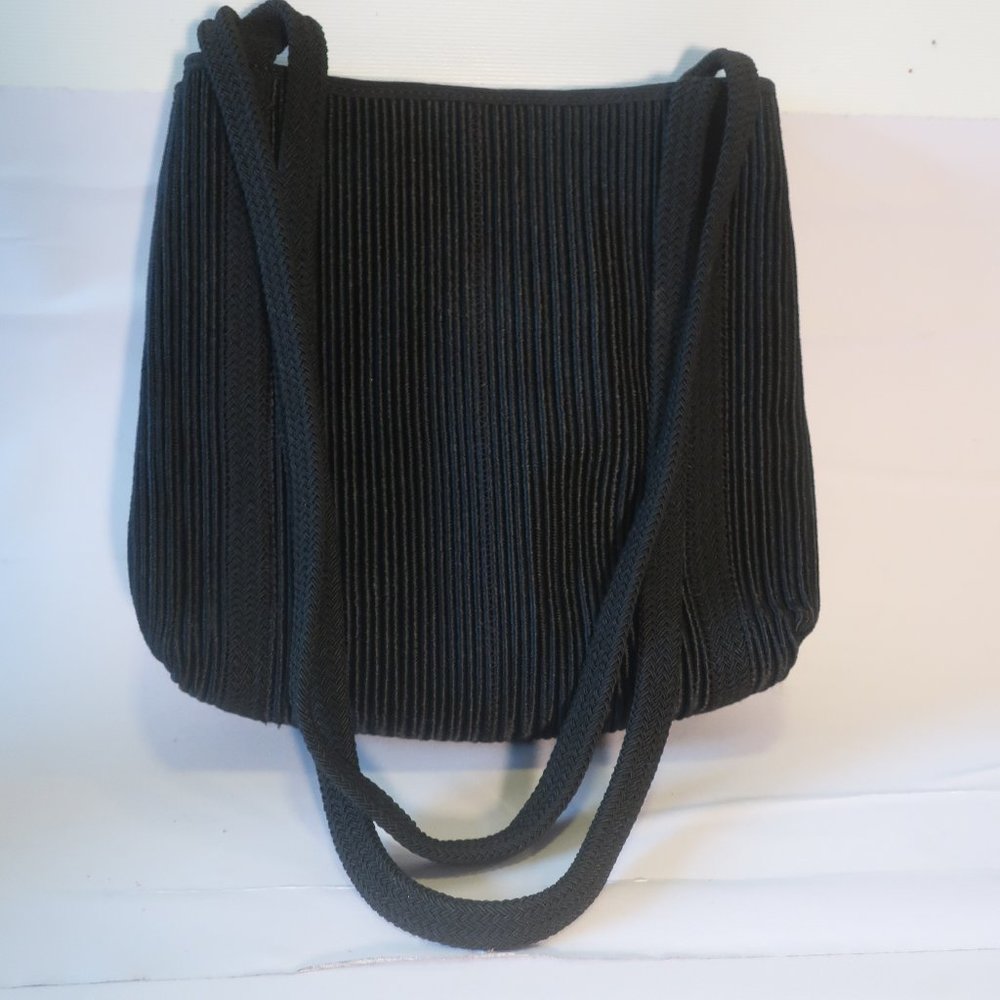 DeVecchi Black Fabric Made In Italy Shoulder Handbag